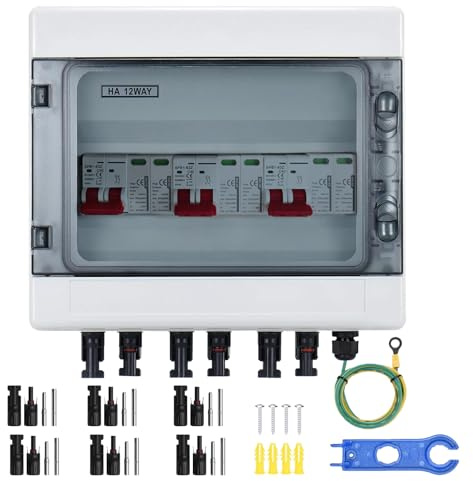 Überspannungsschutz PV, 3 in 3 out DC Trennschalter Blitzschutz Leitungsschutzschalter 3 String 1000V DC 25A 20-40KA Generatoranschlusskasten IP65 Wasserdicht Solar Anschlusskasten für Photovoltaik