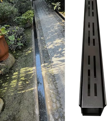 Canale di scarico sottile, kit di drenaggio da esterno per cortile, cemento, gazebo, grondaia sotterranea con piastra in acciaio inossidabile