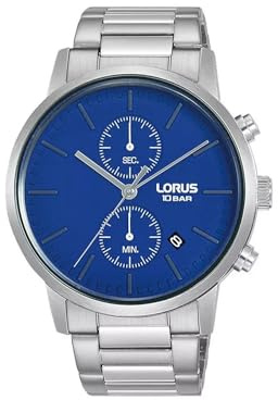 Lorus Gents Blue 42mm Stainless Steel Chronograph Watch RW413AX9