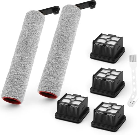 RongZy pour Dreame H12 Pro Rouleau de Brosse de Rechange pour Dreame H12 Dual Accessoires Aspirateur, avec 2 Brosse à Rouleau, 4 Filtre HEPA, 1 Brosse de Nettoyage(Ensemble 7 Pièces Outils)