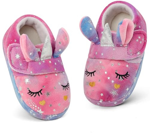 LACOFIA Zapatillas de Estar por Casa Niñas Pantuflas Peluche Invierno Niñas Cómodas Unicornio Colores 28/29