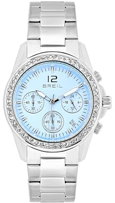 Breil, Collezione Solange, Cronografo Donna, Orologio in Acciaio, Quadrante con Numeri e Indici Luminosi, Bracciale Bilux a Tre Maglie, Chiusura Diver, WR 5 ATM, Cassa 38 mm, Idea Regalo Donna