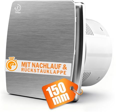 XIIW Aspiratore Bagno Silenzioso 150mm 18W con Timer Ritardato | 35dB 240m³/h Ventola Aspirazione Bagno IPX4 Estrattore d'Aria con Clapet Antiritorno, WC Cucina Ufficio Sottotetto-Argento