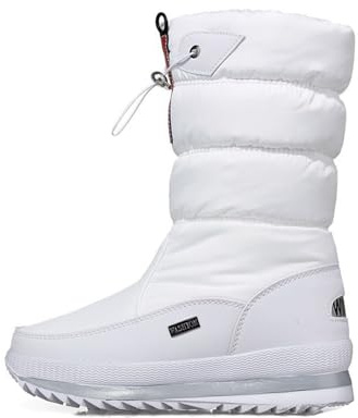Vattentäta Och Varma Snöstövlar för Kvinnor med Pälsfoder,Lätta Halkfria Vinterskor,Bekväma Outdoor-walkingskor för Hiking/trekking(White,38 EU)