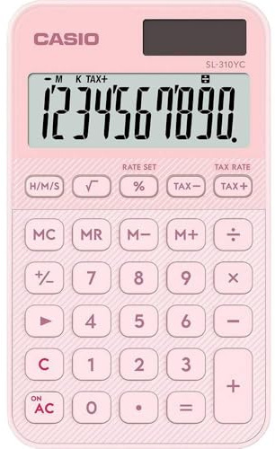 CASIO SL-310YC Calculatrice de Poche avec calcul de l'heure, Rose Clair