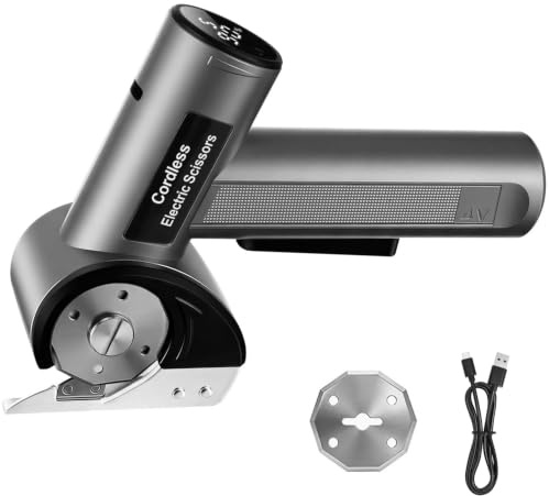 Hoofun Elektrischer Kartonschneider 5 Geschwindigkeitsstufen | 240RMP, 4V 2000mAh Akku Elektrische Schere für Karton, Teppich, Leder, PVC, Stoff Kabellose Akkuschere mit LED-Anzeige