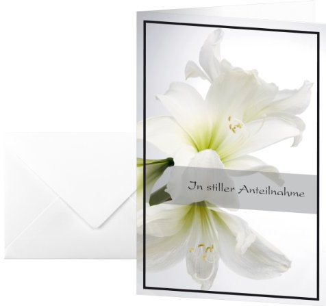 SIGEL DS006 Trauerkarten weiße Amaryllis, 10er Set mit Umschlag ohne Text, ideal zum Bedrucken, aus nachhaltigem Papier
