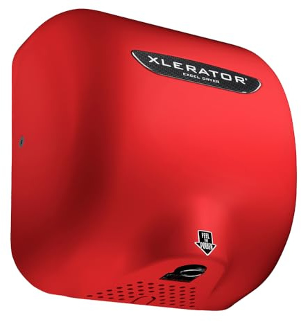 Excel Dryer XL-SP Red XLERATOR Automatic Commercial Hand Dryer,Zinc Die Cast Red Cover, XL-R