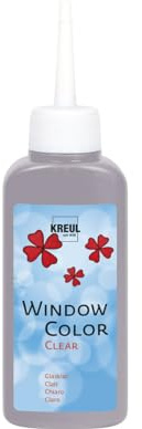 Kreul 40217 - Window Color Clear, Fenstermalfarbe auf Wasserbasis, für glatte Oberflächen wie Glas, Spiegel und Fliesen, 80 ml Malflasche, grau