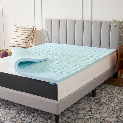 LUCID 2 Inch Gel Memory Foam Mattress Topper, Twin XL size – 5 Zones – Cooling Gel Infusion – CertiPur Certified Foam
