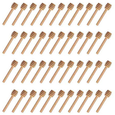 XelparucTS Lot de 100 mini cuillères à miel en bois de 7,6 cm, emballées individuellement, serveur pour pot de miel distribuer le miel et les cadeaux de fête de mariage