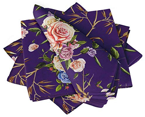 S4Sassy Viola Giglio Orientale & Rose Floreale serviettes de Table en Coton 20 x 20(Pacchetto di 6)
