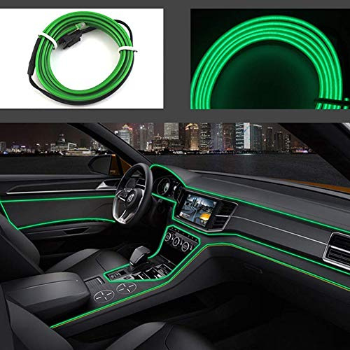 El Wire - Luces De Tubo De Neón De 5m 16 Pies Tiras De Luces De Ajuste Interior Del Automóvil Diseño Avanzado De Bajo Consumo De Energía Para La Separación Del Panel Interior Decorativo(Verde)