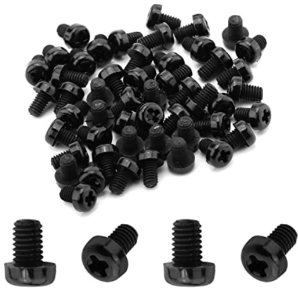 MroMax M4 x 6 mm, viti filettate in plastica a croce Phillips, viti a testa cilindrica, colore nero, 50 pezzi