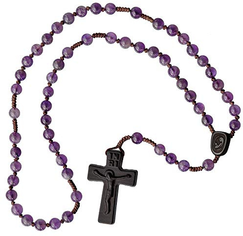 IHM Imports 6 mm Lila Amethyst / Jujube Holz 5 Decade Rosenkranz