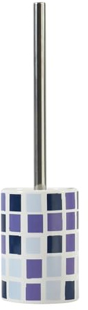 MSV Mosaiko - Scopino da Bagno e Supporto, in Acciaio Inox, Viola, Ø9,5/Altezza Totale 37