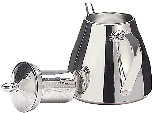 SANQIAHOME 1,2 litros Tetera de acero inoxidable con Filtro para infusiones extraíble,Cafetera, De Plata