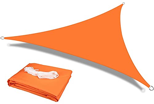 HEYOMART Sun Shade Sail Waterproof Outdoor Garden Patio Party Sunscreen Awing 2x2x2m Triangle Canopy 98% UV Block with Free Rope, Orange