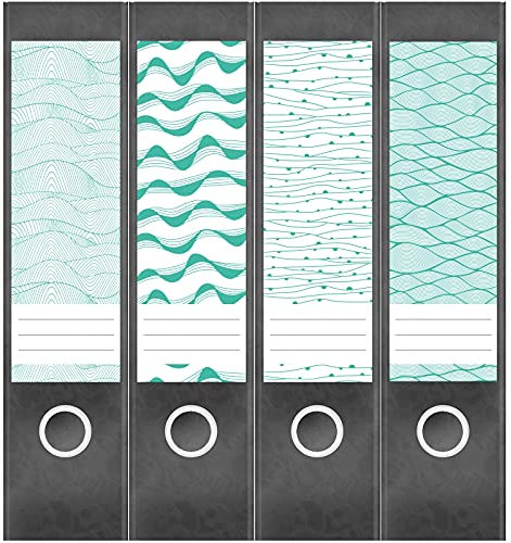 Etiketten für Ordner | Deko 19 Muster Mix | 4 breite Aufkleber für Ordnerrücken | Selbstklebende Design Ordneretiketten Rückenschilder