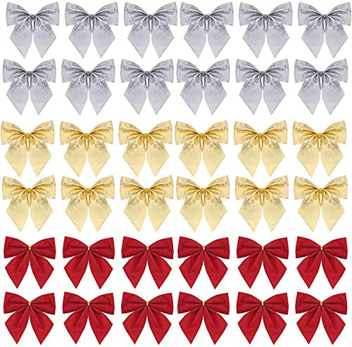 120 Stück Geschenk Schleife,Weihnachtsbaum Deko Kleine Dekoschleife Weihnachtsschleife für Weihnachten Geburtstag Hochzeit Geschenke Tüten Zuckertüten Basteln Dekorieren Verzieren,Ø 5cm Mischfarbe