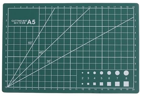 Cutting Mat A5 (22 x 15cm) Double Sided 3 Layer PVC Non-Slip Cutting Board with Grid Markings for Sewing, Quilting, Arts, Crafts, Model Making, Card Making & DIY-22L*15w