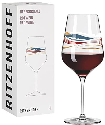 Ritzenhoff 3001007 Copa de vino tinto 500 ml - Serie Herzkristall No. 7 - Vaso con motivo de paisaje, oro rosa - Made in Germany