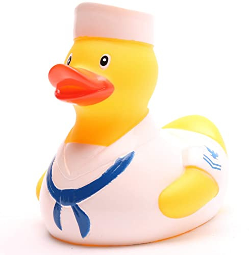 Matrosen Badeente Weiss I Quietscheentchen Seemann I Quietscheente - L: 10 cm