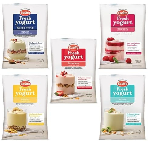 EasiYo Starter-Paket, 5 Beutel | Jeder Beutel ergibt 1 kg Joghurt