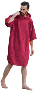 ALLEN & MATE 100% Cotton Hooded Surf Poncho Changing Robe - Quick Absorbent Changing Towel with Pocket for Surfing Men Women
