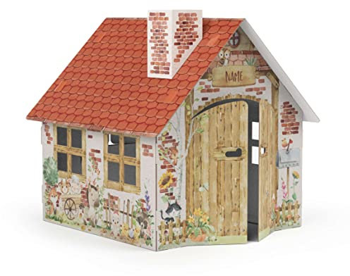 Maison de Jeu XXL de FOLDZILLA 1,2 x 1,15 x 1,13 m Cabane en Carton Personnalisable - Ferme avec Un Texte personnalisé