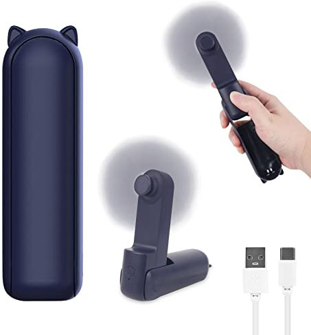 smtfcty Ventilateur de table USB avec batterie rechargeable de 2800 mAh, 3 vitesses et lumières, rotation à 360°, batterie pour l'intérieur et l'extérieur