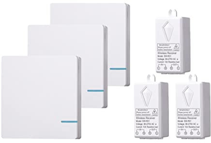 Lancoon Kit Interruttore Luce Senza Fili, Interruttore A Parete Remoto ON OFF Senza Interferenze Fai Da Te Espandibile Per Il Miglioramento Della Casa Illuminazione Lampada Lampadina LED