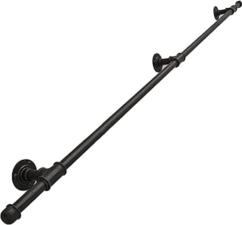 Handrails for Stairs Indoor Outdoor Stair Handrail Wrought Iron Grab Rail Outdoor Stairs Banister Handrail, Modern Black Handrails For Outdoor Steps Or Indoor Stairs Decor, Hand Railings Brackets Wall