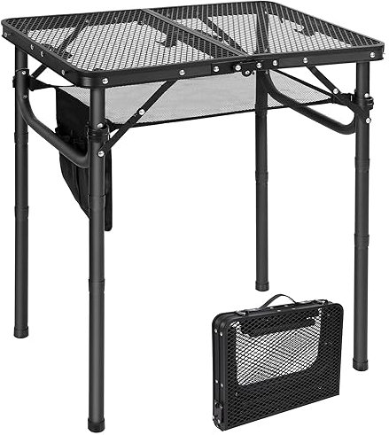 RedSwing Mesa Plegable para Parrilla, Mesa Ligera de Aluminio Ajustable con Escritorio de Malla y Bolsa de Malla para Acampar al Aire Libre, Picnic, Barbacoa, pequeña de 2 pies, Color Negro
