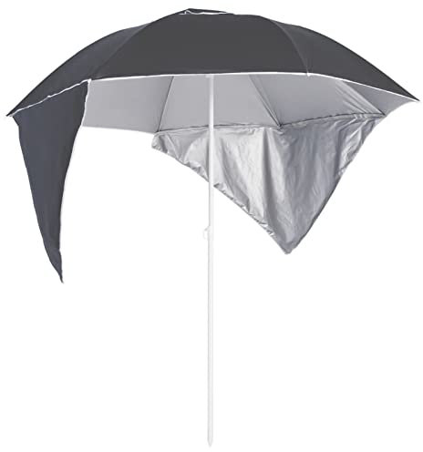 ZEYUAN Beach Umbrella with Side Walls Anthracite 215 cm,Hawaiian Umbrella, Thatched Folding Sunshade, Outdoor Portable Easy Set-up Parasol for Beach Garden Patio
