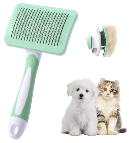 Vinabo Spazzola per Cani e Gatti,Autopulente per Peli Cani di Piccola Taglia,Spazzola per Gatti,Spazzola per Animali Domestici, per Cani Gatti Rimuovere il Tomentosio Sottopelo - Vert