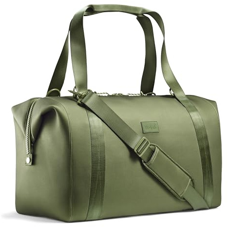 Fit & Fresh Neoprene Weekender Bag for Women – Carry-On Friendly Travel Duffel with Expandable Sides, Trolley Sleeve & Pockets – Lightweight, Water-Resistant Overnight Bag for Weekend Trips, Moss