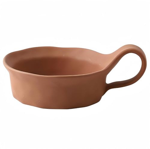 Dowbom Tazza da zuppa con manico, ciotola per zuppa per microonde, tazza da zuppa in ceramica, ciotola per colazione, tazza da brodo (arancione, 470 ml)