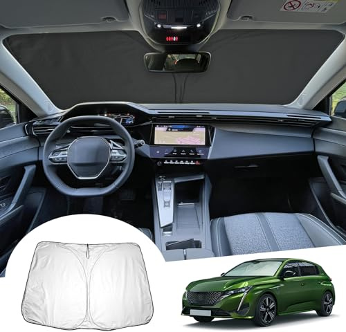 [Upgrade] GAFAT Kompatibel mit Peugeot 308 408 SW Hybrid 2021-2025 2026 Sonnenschutz Frontscheibe Innen, Windschutzscheibe Sonnenschirm Sonnenblende für Neu 308 Bj. 2021-, Abkühlung, UV Schutz