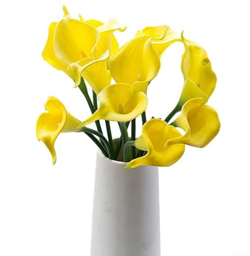 Hermosas flores artificiales de lirio de cala, disponibles en amarillo, rosa, (amarillo)