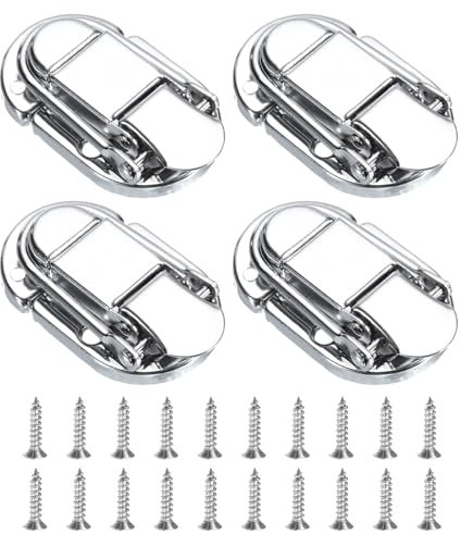 QUARKZMAN 4 Pcs Duck-Billed Hasp Lock, 55 x 35mm Cierre de Pestillo En Forma de Pico de Pato, Decorativo, Retro, Cierre de Palanca de Caja de Metal Hebilla de Cierre, Color Plata