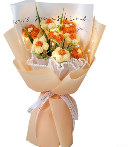 ReachMall Faszinierender handgewebter gestrickter Blumenstrauß, gehäkelte Blumendekoration, charmant (lila)