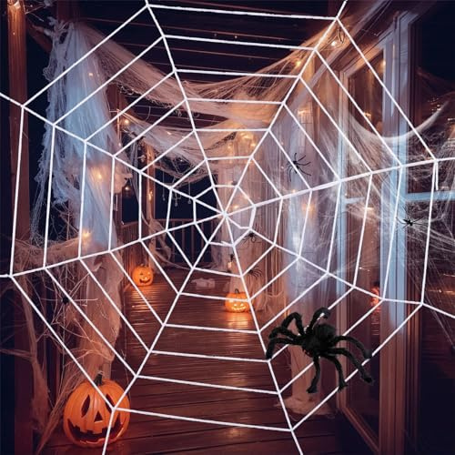 XHDZSW Halloween Deko Riesige Spinnennetz, Garten Riesen Gruselig Spinnennetz Dekoration Set, Gruselig Spinnweben Outdoor Party Deko Netz Zubehör (Weiß,250)