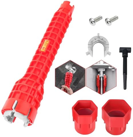 QXCFTW 8 in 1 Multifunctional Tap Spanner, Tap Spanner for Tight Space, Kitchen Drain Tub Removal nut Plumbing Plumber, for Toilet, Sink, Bathroom, Kitchen Plumbing Installation and Repairs