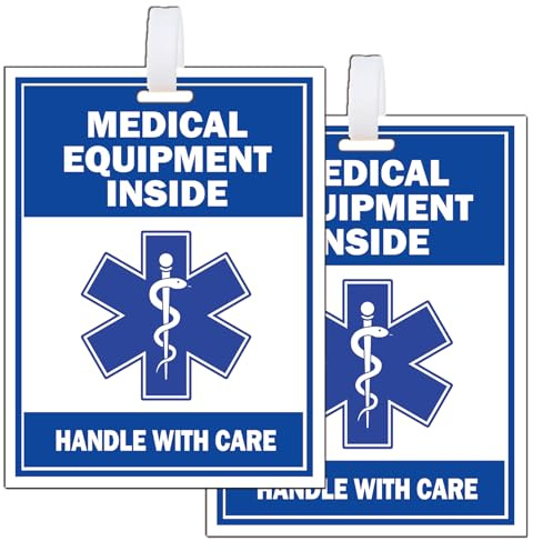 Lot de 2 étiquettes de vulcanisation à l'intérieur, équipement médical pour bagages, équipement médical fragile, carte intérieure, poignée de refroidisseur de voyage médicale avec étiquette pour