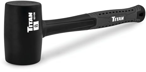 Titan 63108 8oz Rubber Mallet, Non-marking Double-faced Solid Head, 11.5 Shock Absorbing Fiberglass Handle with Textured Grip