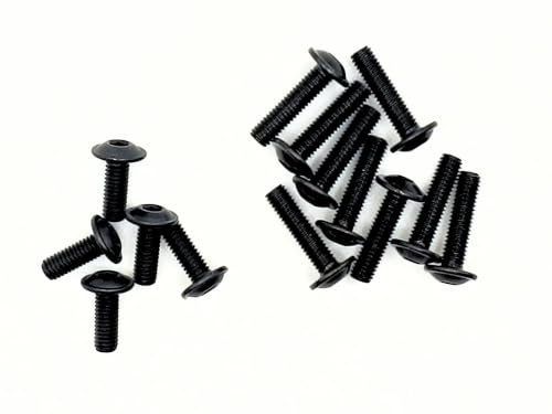 Linsenkopfschrauben mit Flansch M3x6 Innensechskant 50 Stück - rcbay | ISO7380-2 Stahl 10.9 schwarz Flanschschraube