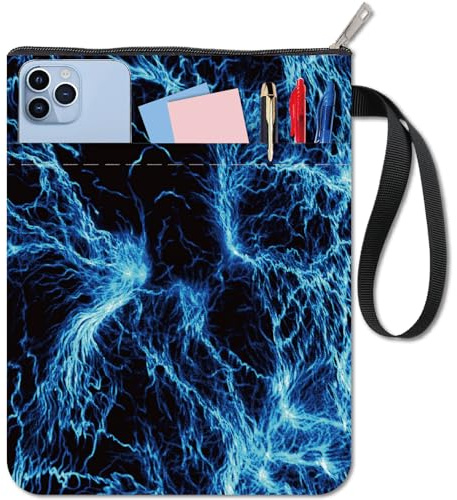 CRASPIRE Thunder Lightning Buchhülle mit Reißverschluss, wasserdichte Canvas-Tasche, doppelseitiger Einband für Buchliebhaber, Hardcover, Notizbuch, Bibeljournal, Lehrbücher, Taschenbücher, Studenten,