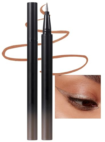 Erinde Brown Liquid Glitter Eyeliner, Flüssiger Glitzer Eyeliner Pen #Braun | Metallic Pearlescent Eye Liner Pencil, Shimmer Augen Makeup Wasserfest, Langlebiger Sparkling Lidschattenstift