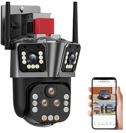 Telecamera di sicurezza esterna, Telecamera IP 20MP 10K Zoom 20X Cinque lenti Telecamera di sicurezza wireless esterna Smart Home PTZ CCTV Cam Telecamere di sorveglianza 4K Telecamera di sicurezza dom